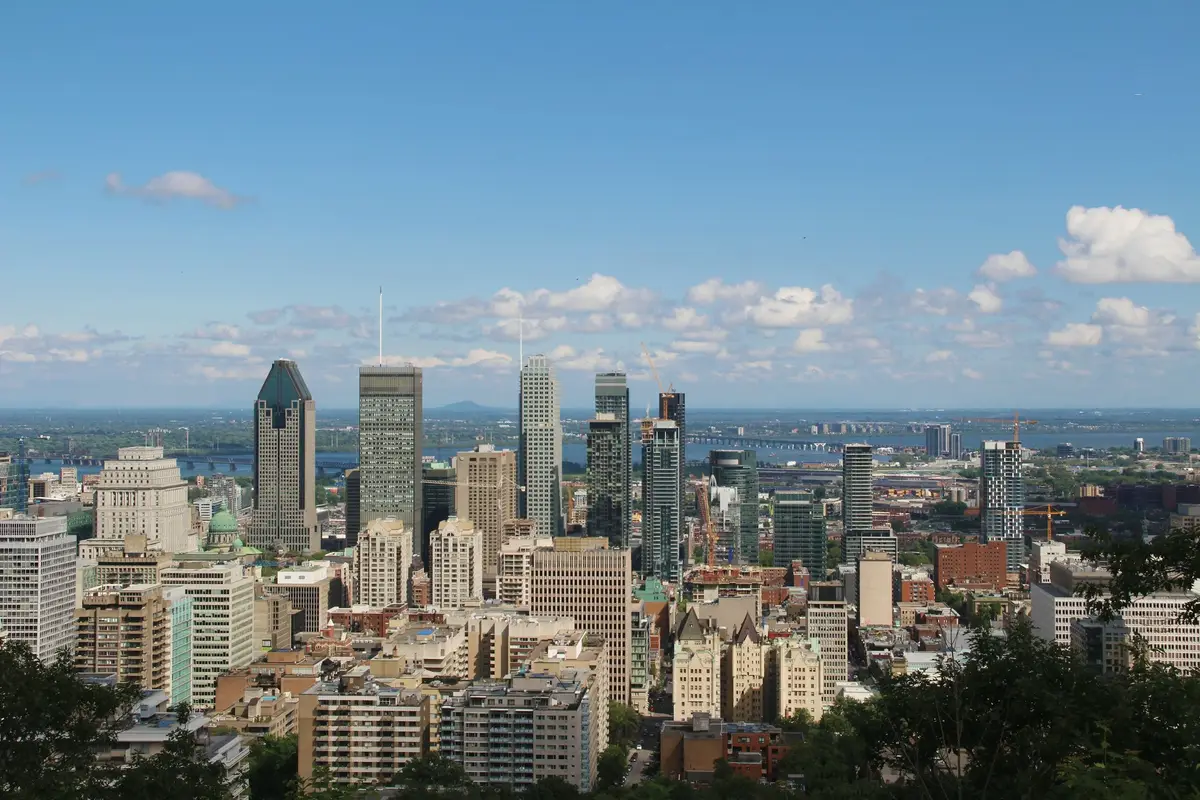 Montréal seen from Mount Royal: residential neighbourhoods in the foreground and downtown towers beyond